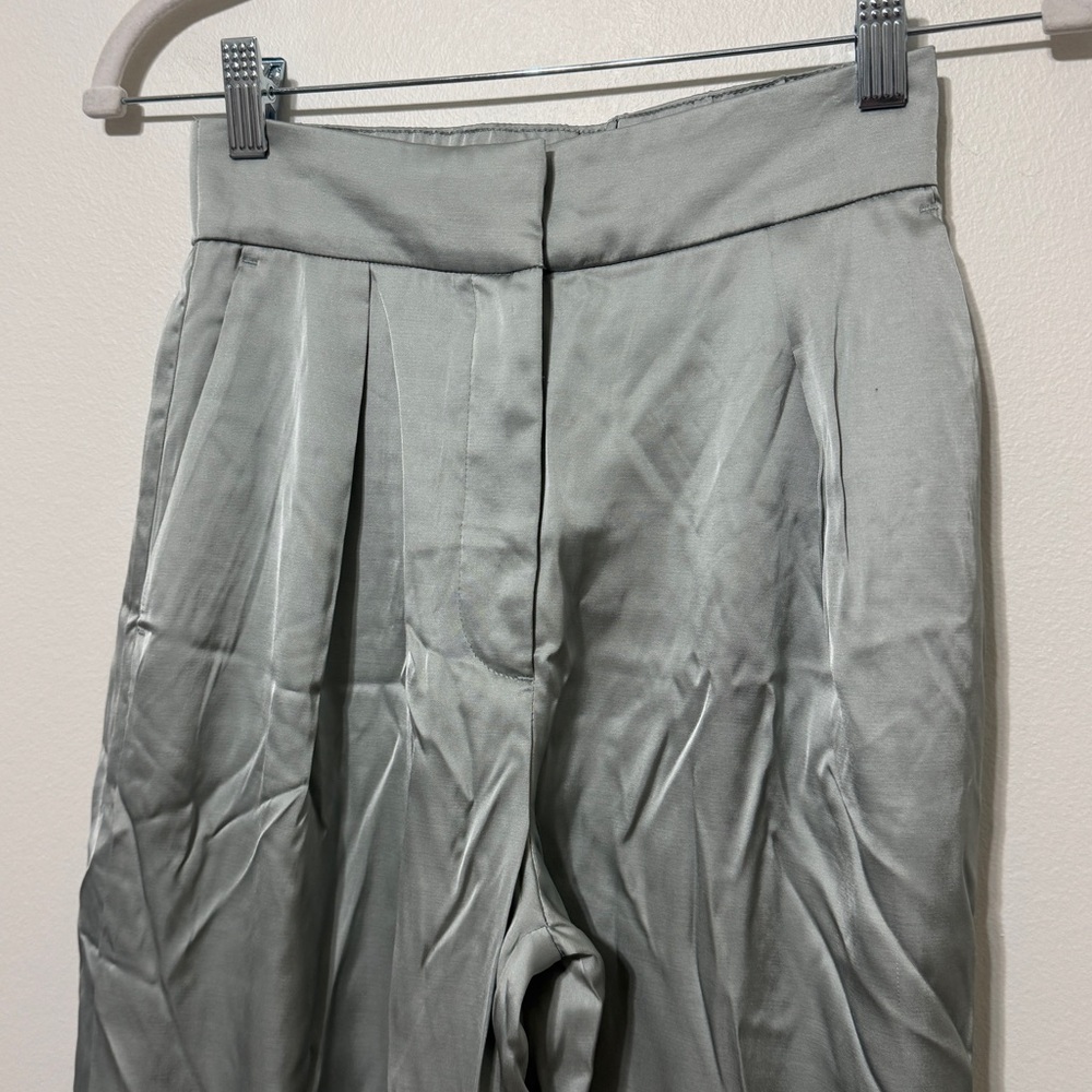 NEW Abercrombie & Fitch Satin Tailored Wide Leg Pant Size 25 / 0 Green NWT - Picture 4 of 7